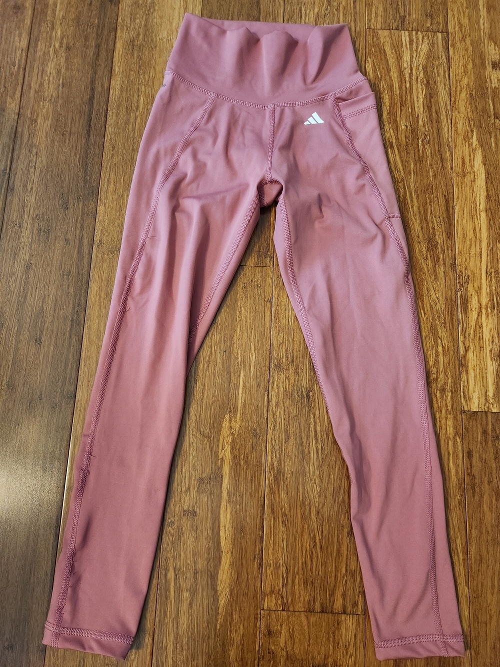 Adidas Women's Sports Pocket Tights Yoga Pants Pink Tight Fit 7/8 Length, XS